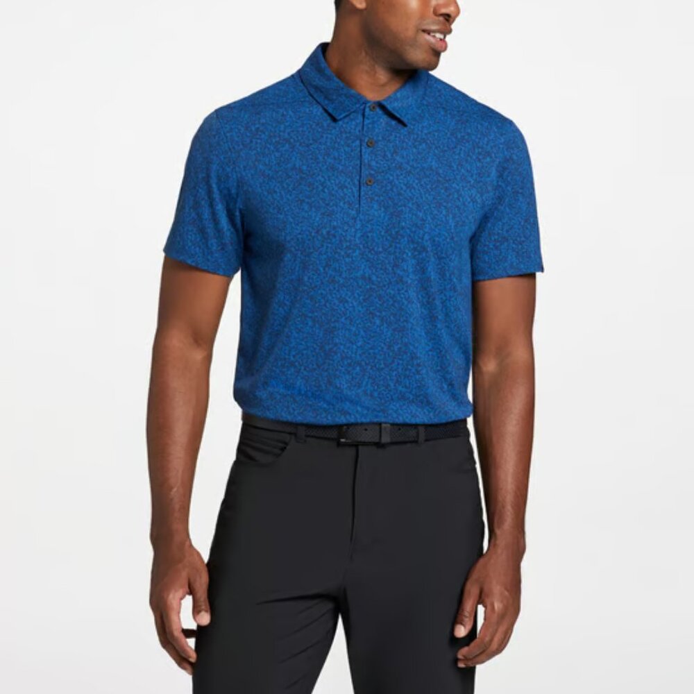 Vrst Men's Blue Pebble Street Print Golf Polo T-Shirt